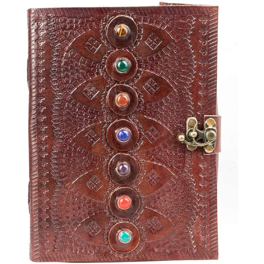 HANDMADE LEATHER SEVEN STONE CHAKRA JOURNAL