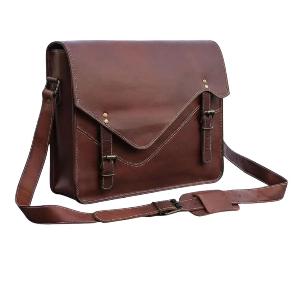 Handmade Leather Messenger Bag – 15 Laptop Briefcase for Men