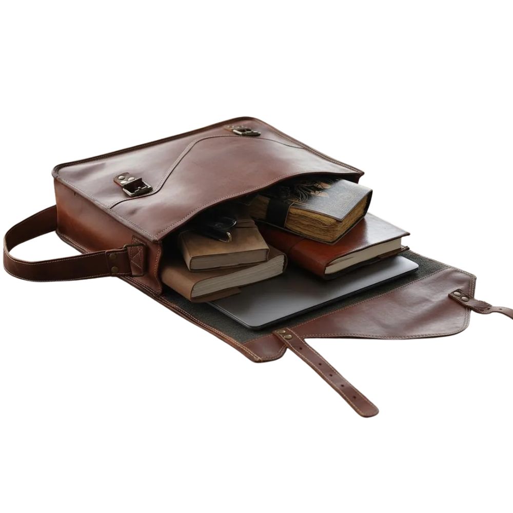 Handmade Leather Messenger Bag – 15 Laptop Briefcase for Men