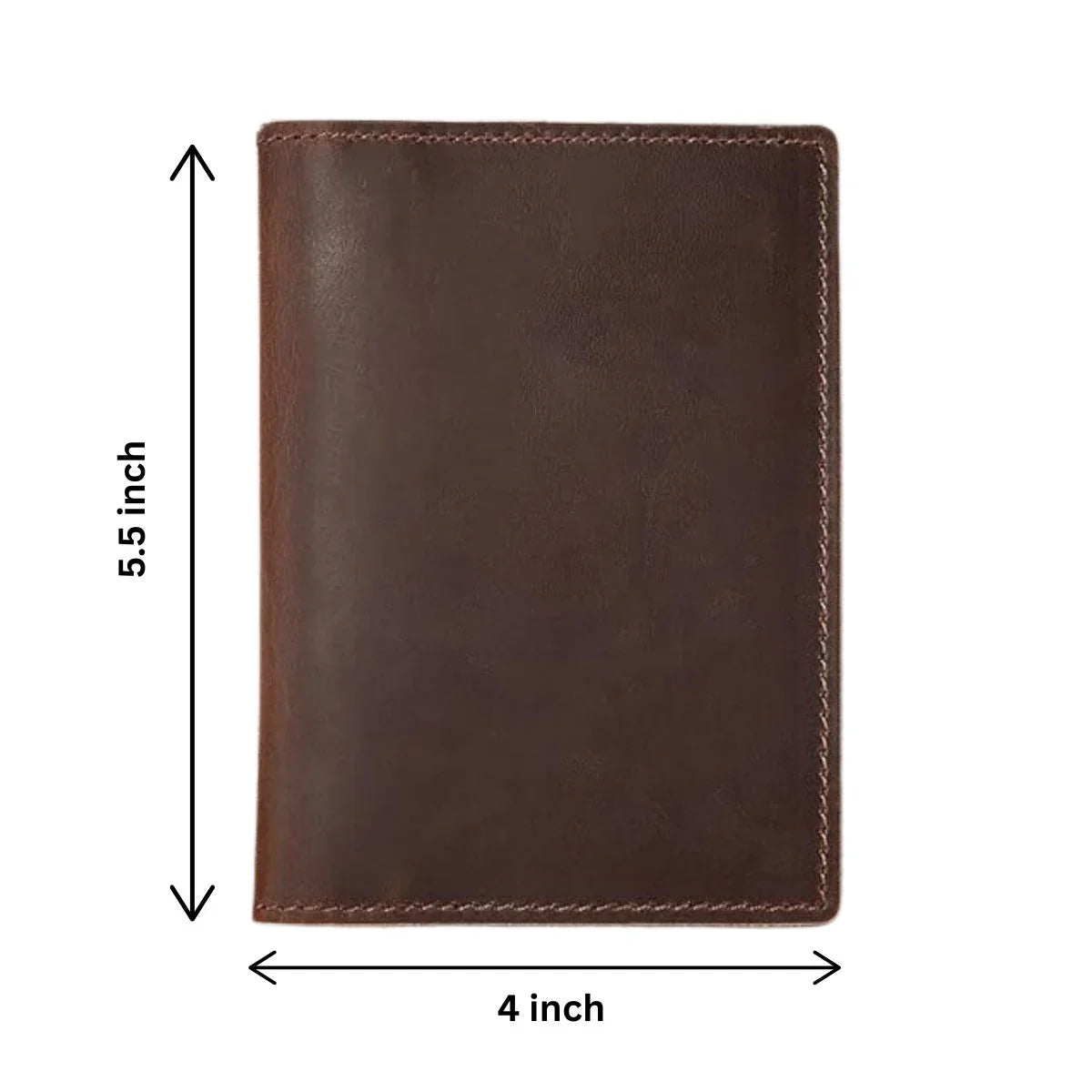 Handmade Genuine Brown Leather Passport Holder with Card Slots