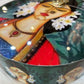 Handcrafted Circular Wooden Clutch with Girls Print