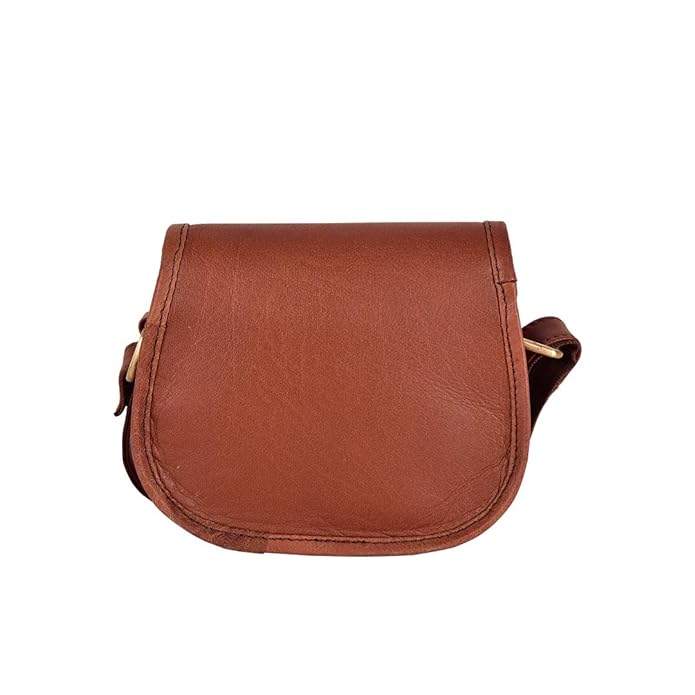 Rustic Brown Leather Compact D-Shape Sling Bag