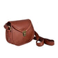 Rustic Brown Leather Compact D-Shape Sling Bag