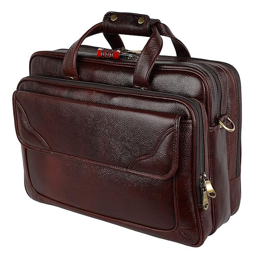 Men’s 16-Inch Genuine Leather Office Laptop Bag
