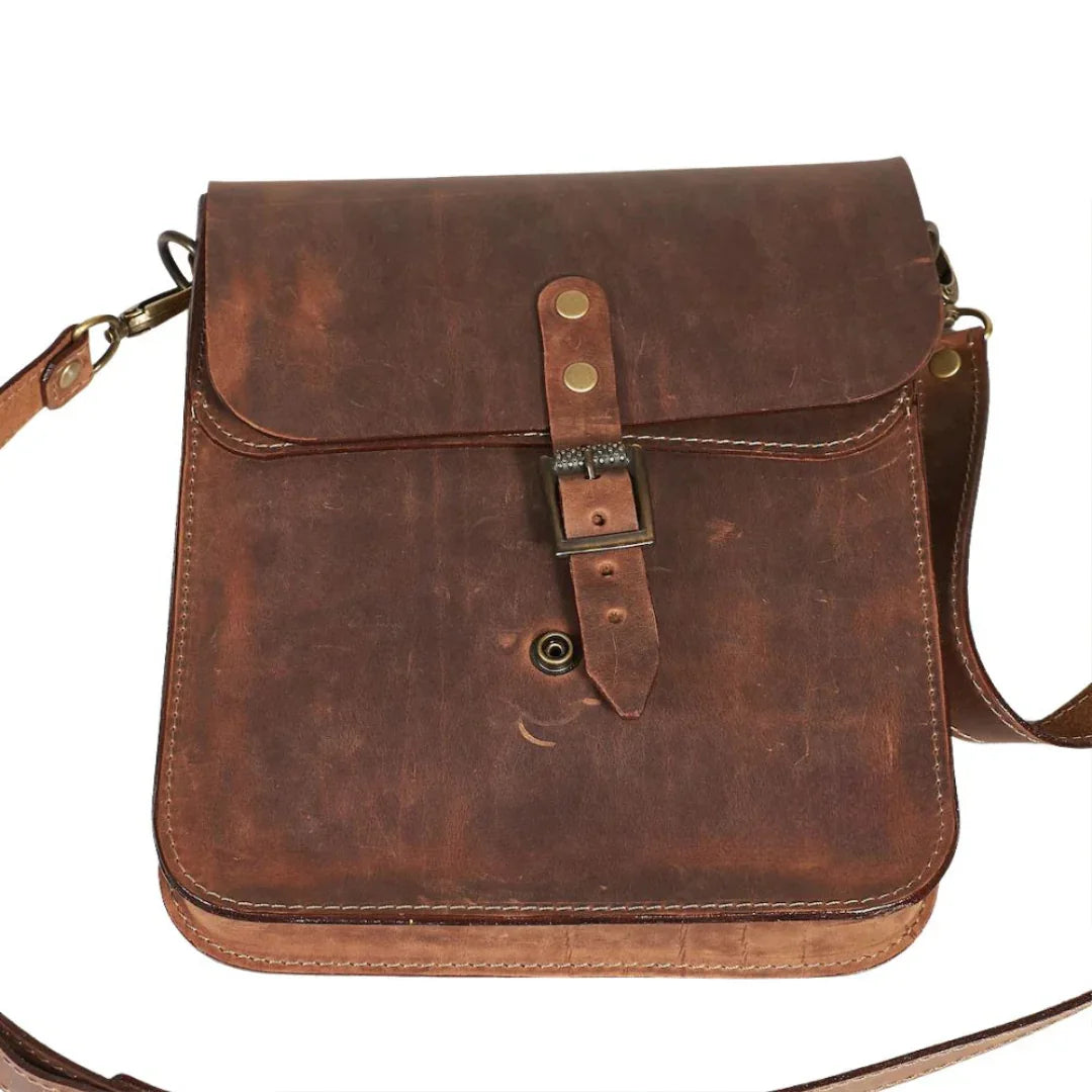 Men’s Brown Buff Leather Crossbody Bag