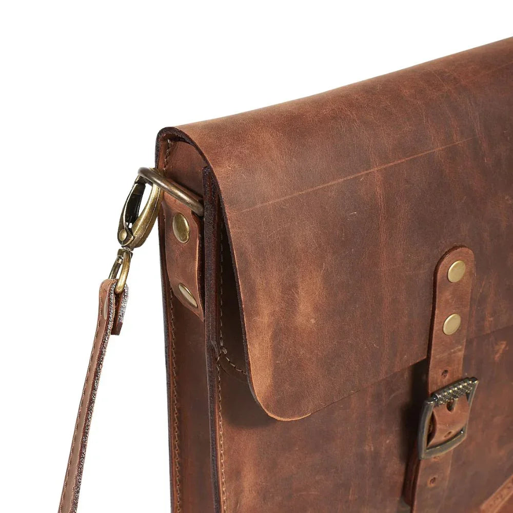 Men’s Brown Buff Leather Crossbody Bag
