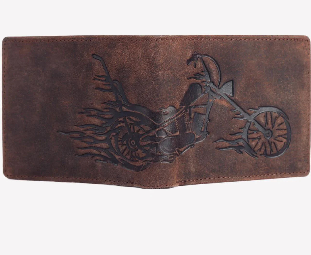 Men’s Brown Leather Wallet Vintage Biker Design