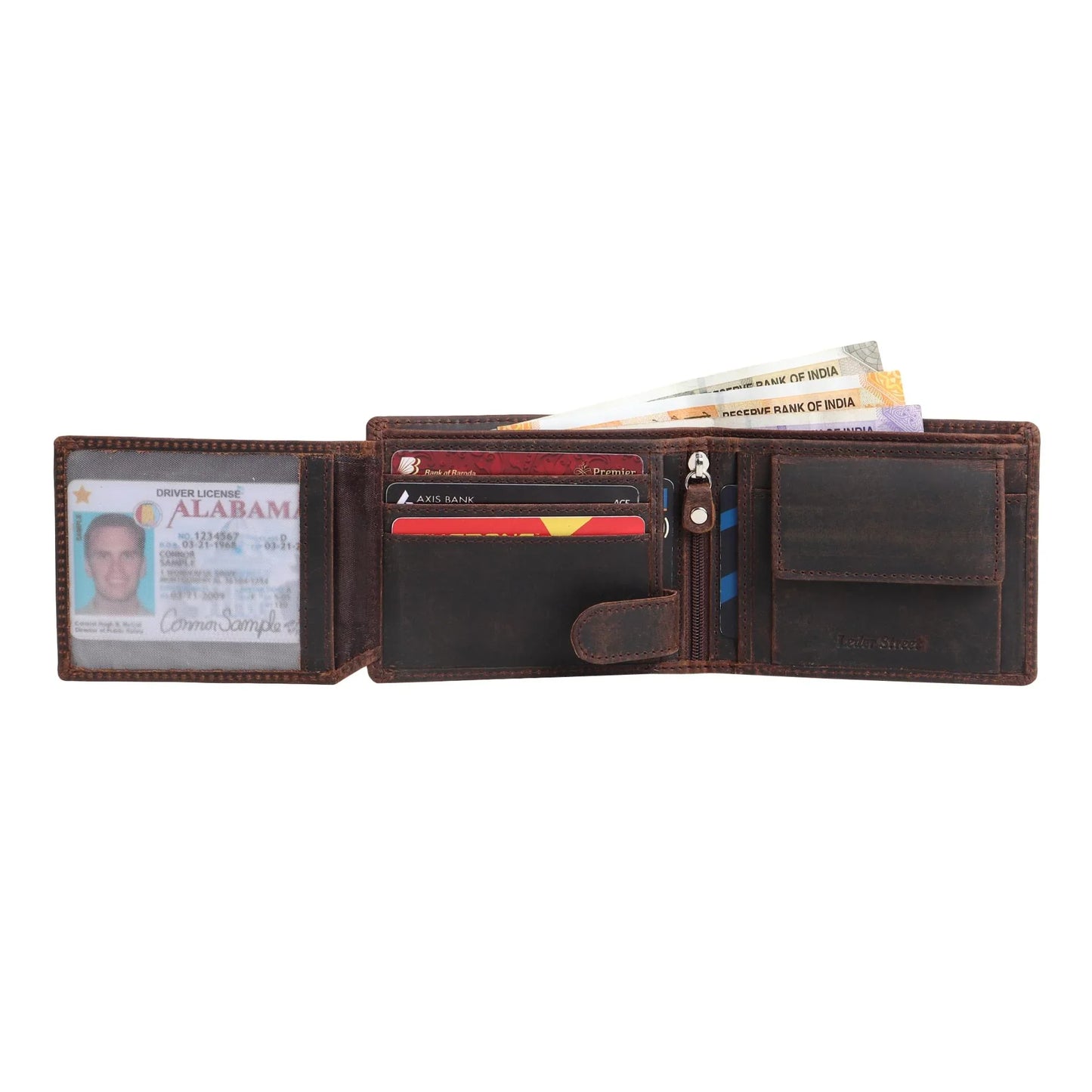 Men’s Brown Leather Wallet Vintage Biker Design