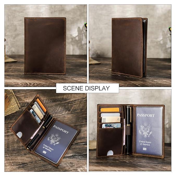 Men’s Full Grain Leather Passport Holder with 4 Card Slots