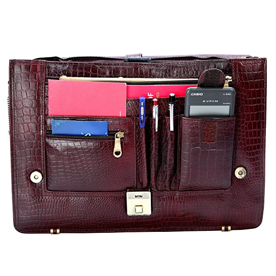Men’s Genuine Croc Brown Leather Laptop Messenger Bag