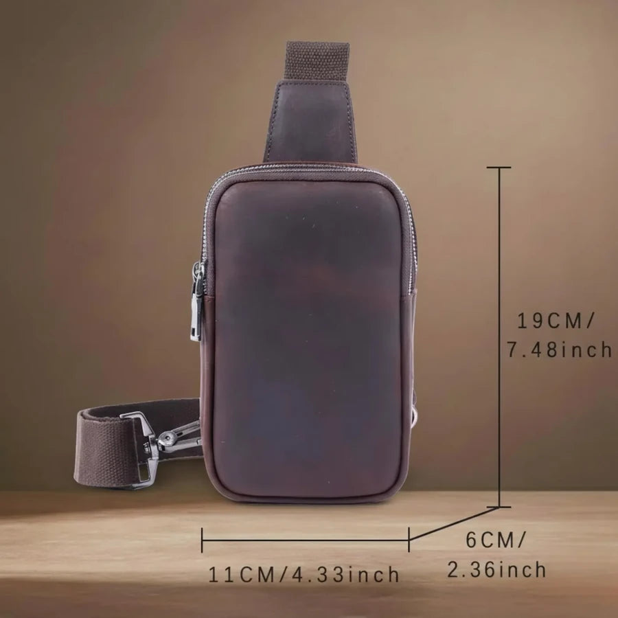Men’s Genuine Leather Chest Crossbody Bag