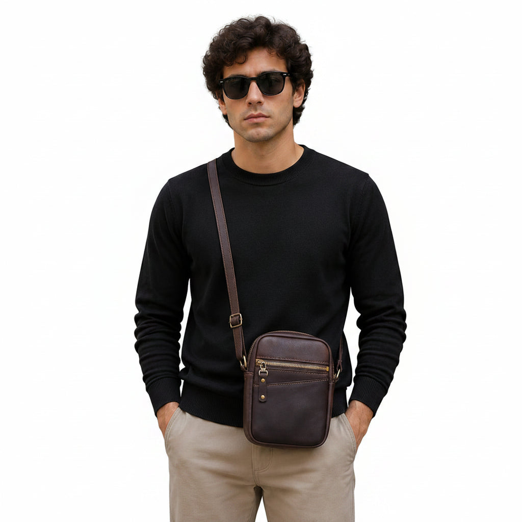 Men’s Genuine Leather Mini Crossbody Bag