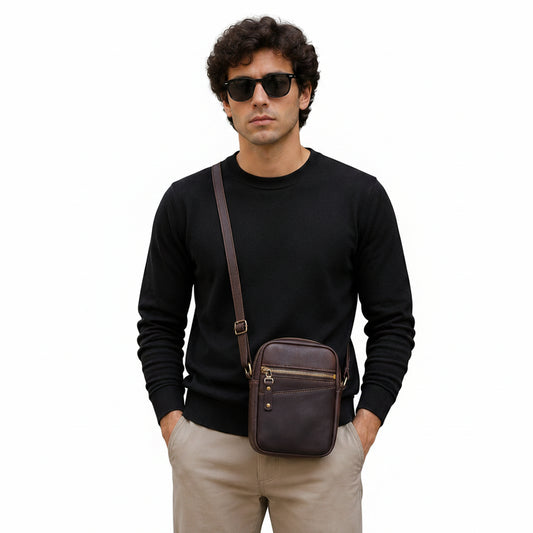 Men’s Genuine Leather Mini Crossbody Bag