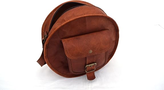 Round Vintage Leather Crossbody Sling Bag
