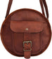Round Vintage Leather Crossbody Sling Bag