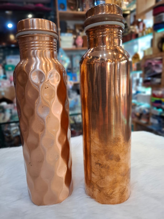 Set of Two Matte Finish Copper Water Bottles