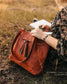 Stylish Women's Large Brown Leather Bucket Tote