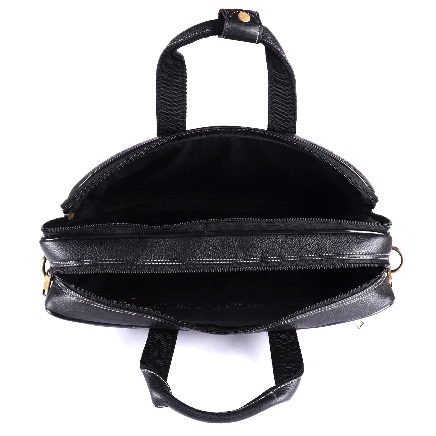 Unisex Leather Laptop Messenger Bag Black