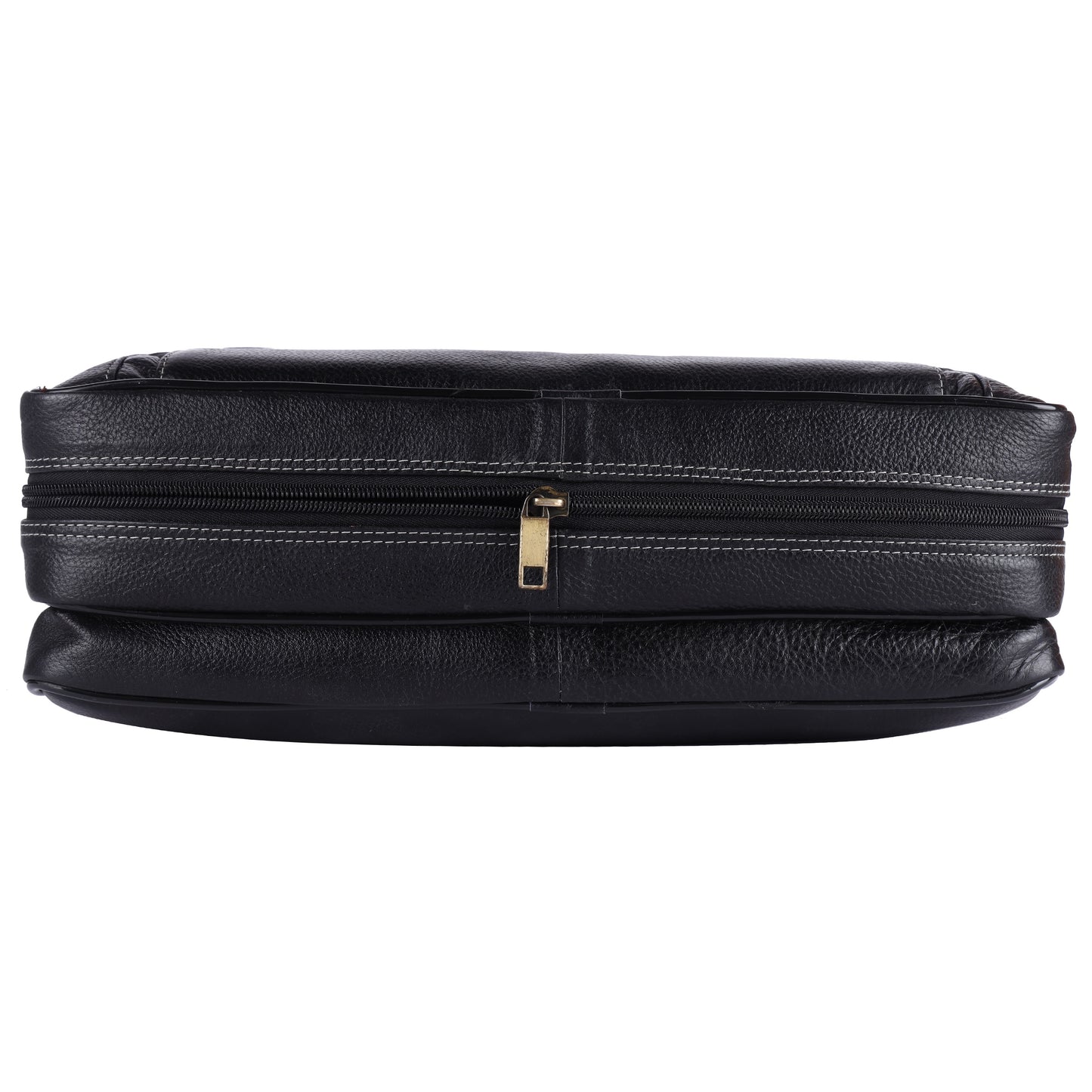 Unisex Leather Laptop Messenger Bag Black