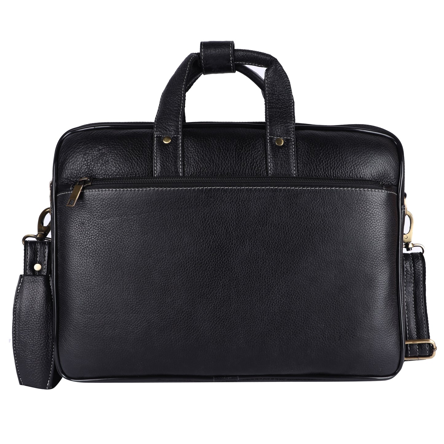 Unisex Leather Laptop Messenger Bag Black
