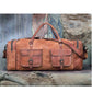 Unisex Leather Luggage Weekender Duffle Bag 