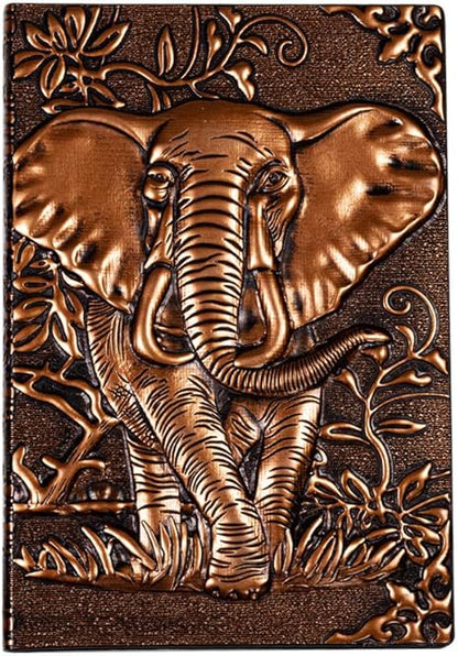 Vintage RedBronze Elephant Design Journal Embossed Hardcover Travel Notebook