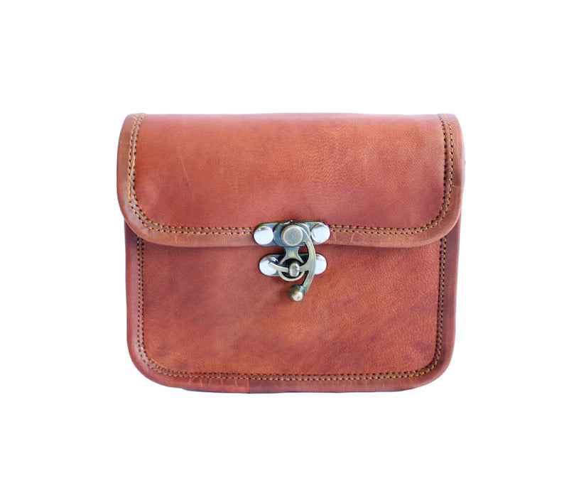 Vintage Brown Leather Shoulder Bag Crossbody Handbag for Women