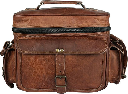 Vintage Leather Camera Messenger Bag β DSLR Shoulder Satchel for Canon