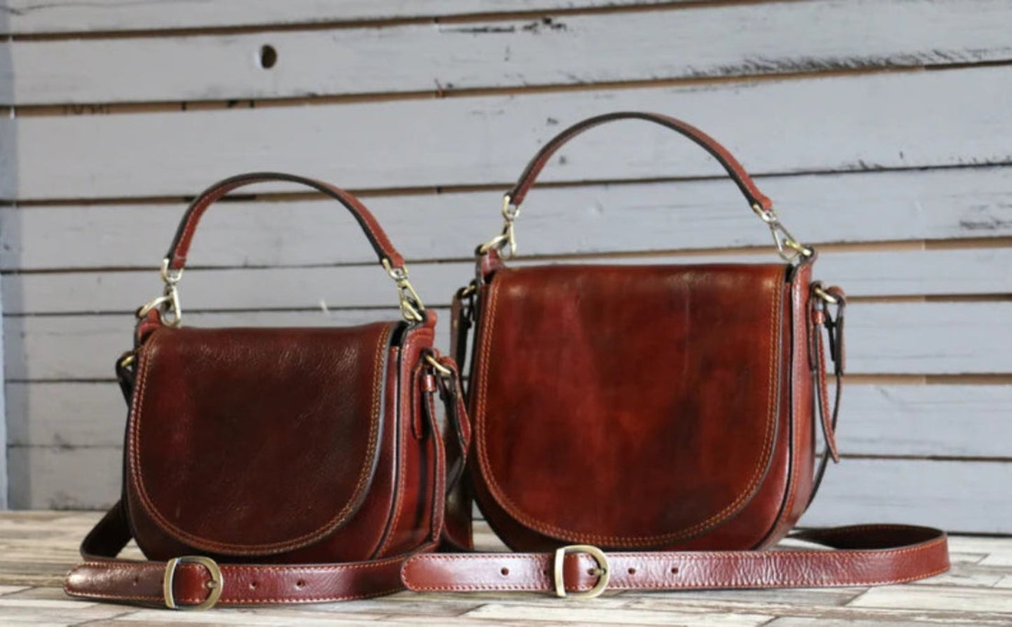 Women's Handmade Elegant Leather Handbag with Sling Strap
