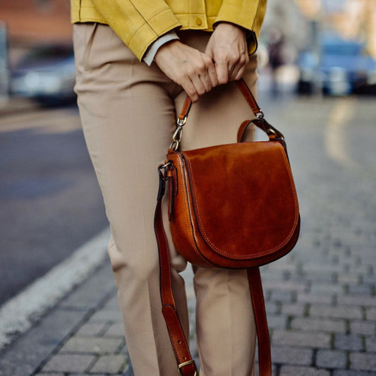 Women's Handmade Elegant Leather Handbag with Sling Strap