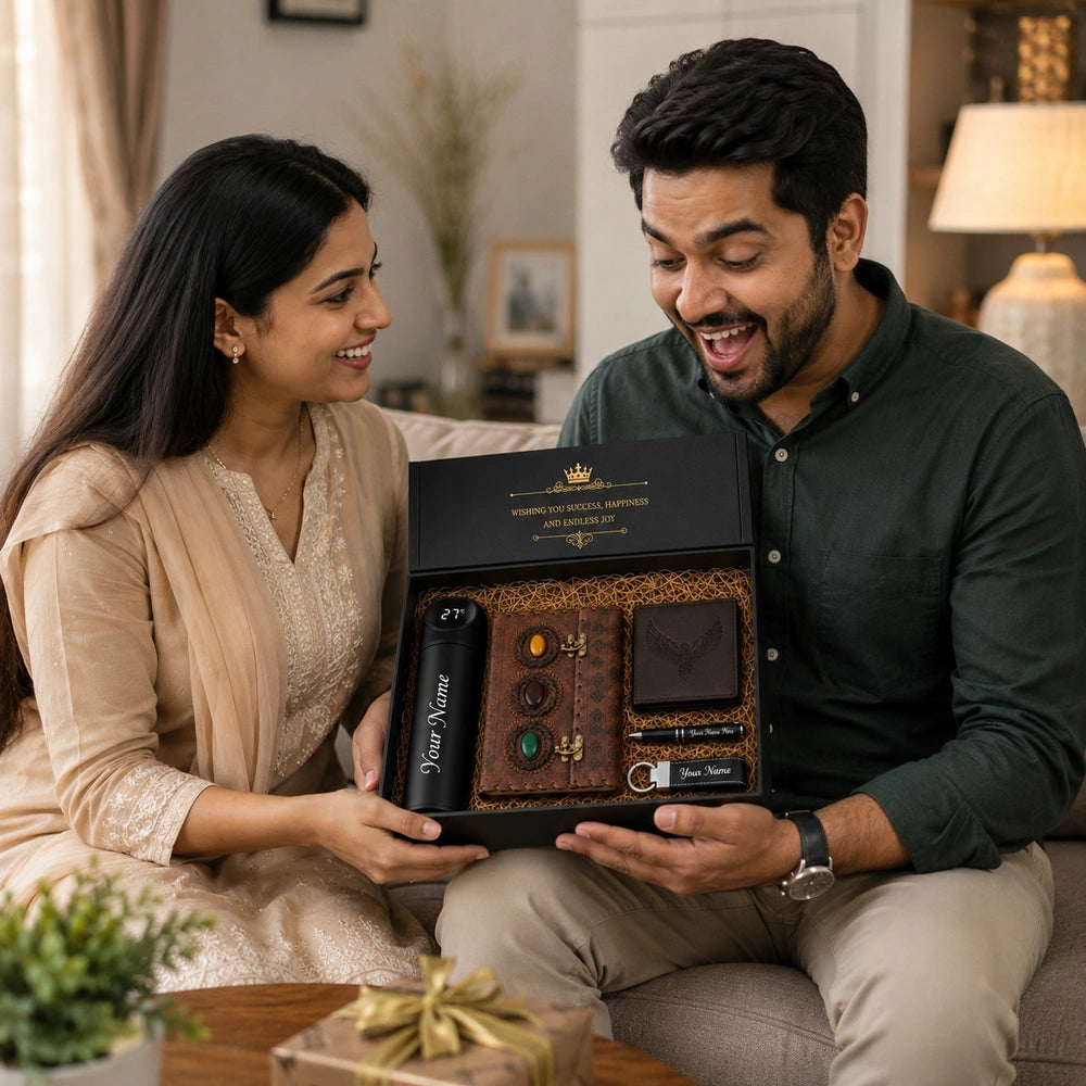 Leather Personalized Gift Set for Him