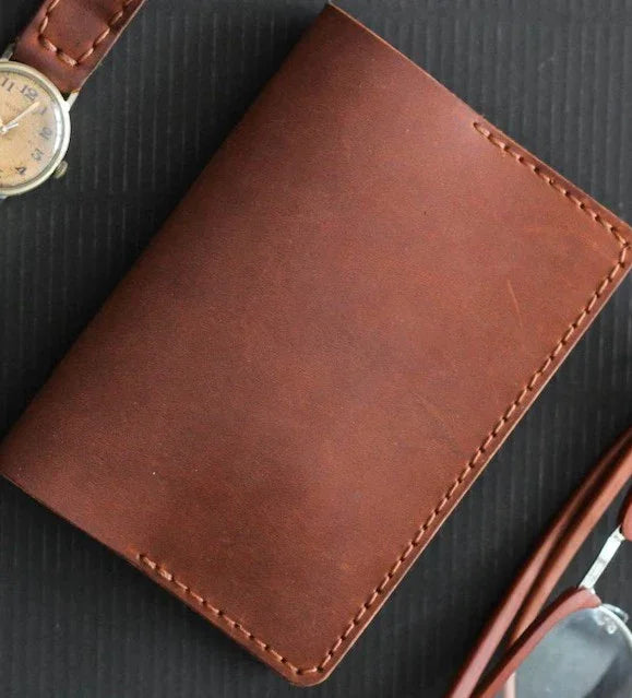 Brown Leather Passport Holder Travel Wallet Case