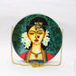 Handcrafted Circular Wooden Clutch with Girls Print