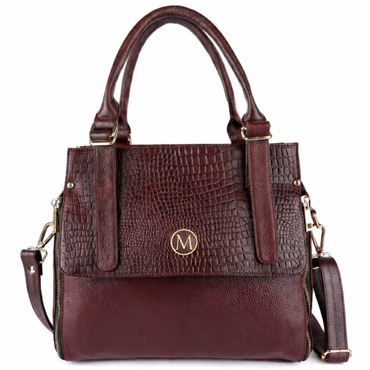 MaxiCarry Multi-Compartment Leather Handbag