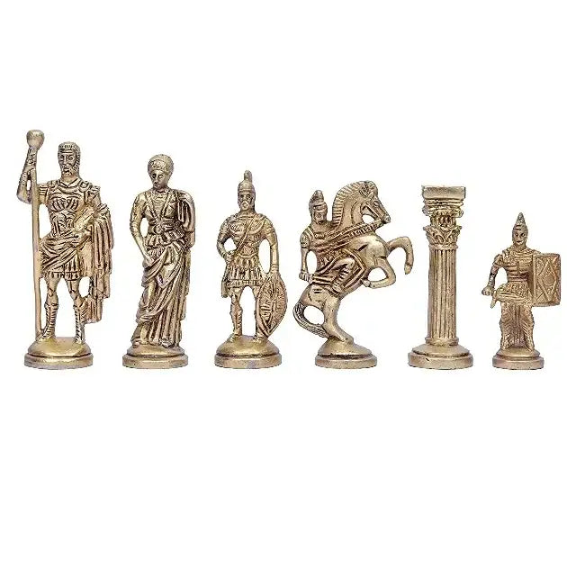 Antique Folding Wooden Brass Chess Board