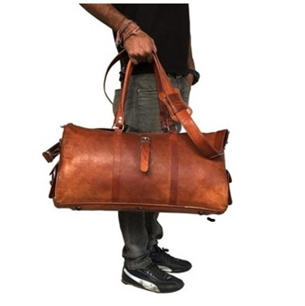 Classy Leather Duffle Gym Overnight Bag 