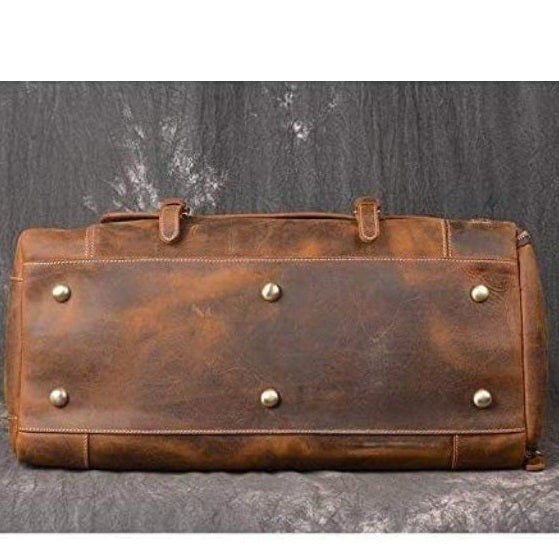 Full Grain Leather Gym Duffle Travel Bag 