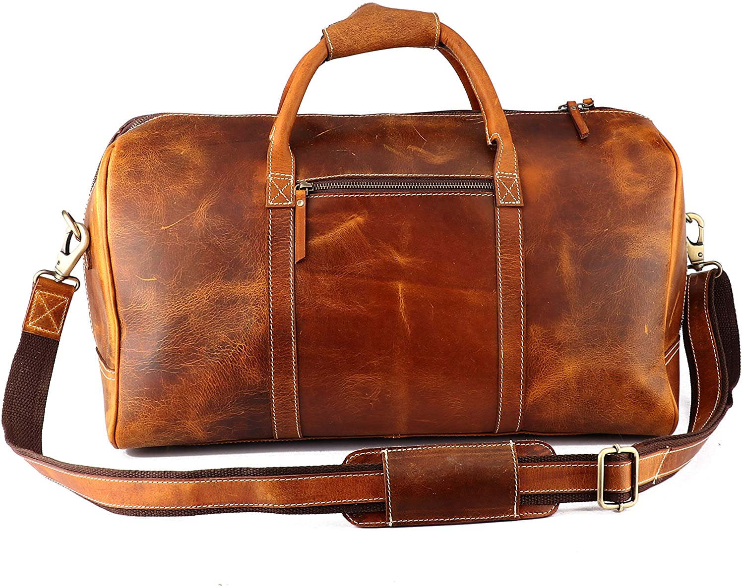 Full Grain Leather Weekender Overnight Duffle Bag