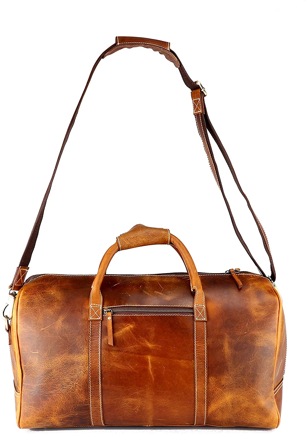 Full Grain Leather Weekender Overnight Duffle Bag