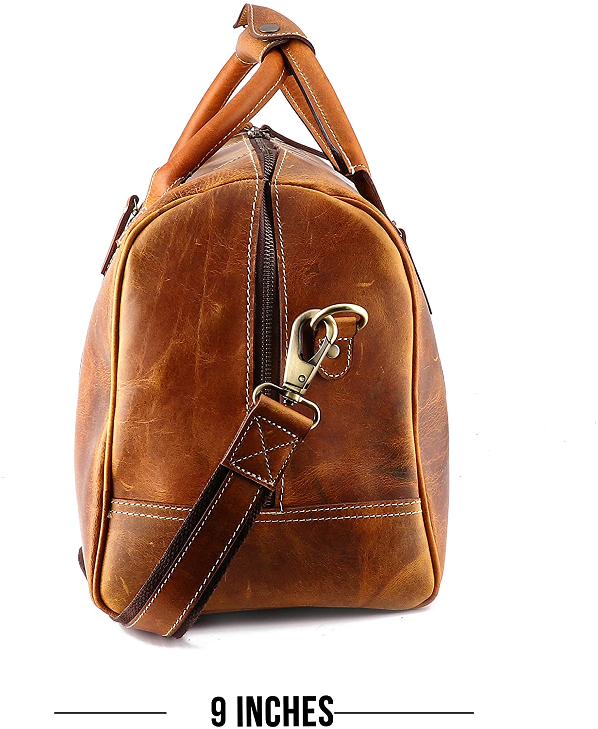 Full Grain Leather Weekender Overnight Duffle Bag