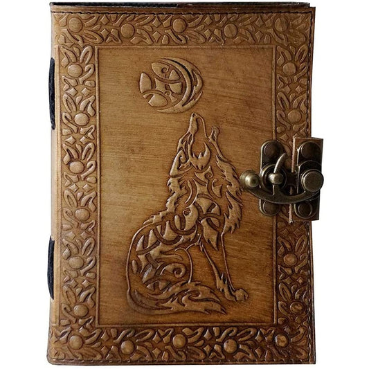 Handmade Leather Wolf Embossed Journal