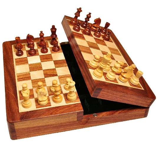 Handmade Wooden Magnetic Chess Board Foldable Set