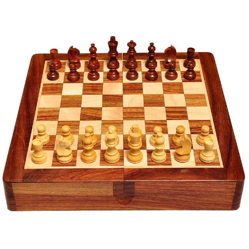 Handmade Wooden Magnetic Chess Board Foldable Set