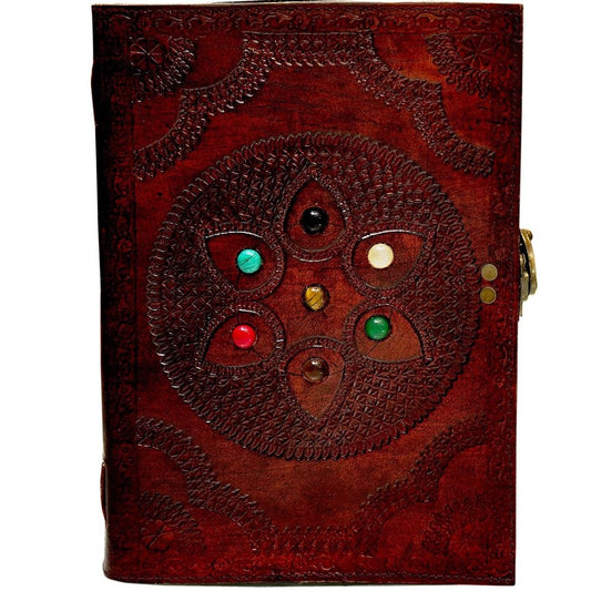 Leather Large Chakra Stone Journal Notebook