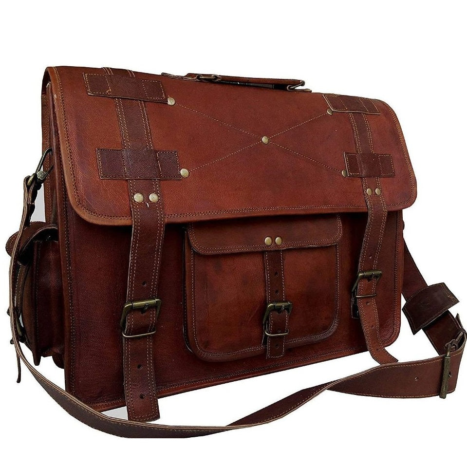 Vintage Leather Briefcase Sling Bag