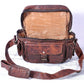 Vintage Leather Camera Bag With Shoulder Strap