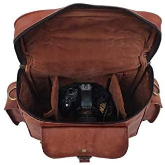 Vintage Leather Camera Bag With Shoulder Strap
