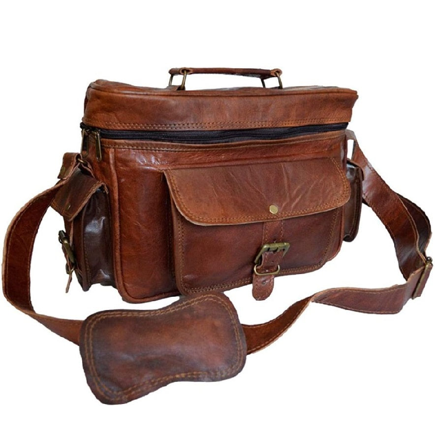 Vintage Leather Camera Case Crossbody  Bag 