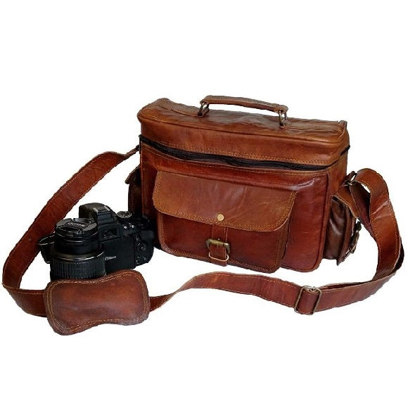 Vintage Leather Camera Case Crossbody  Bag 