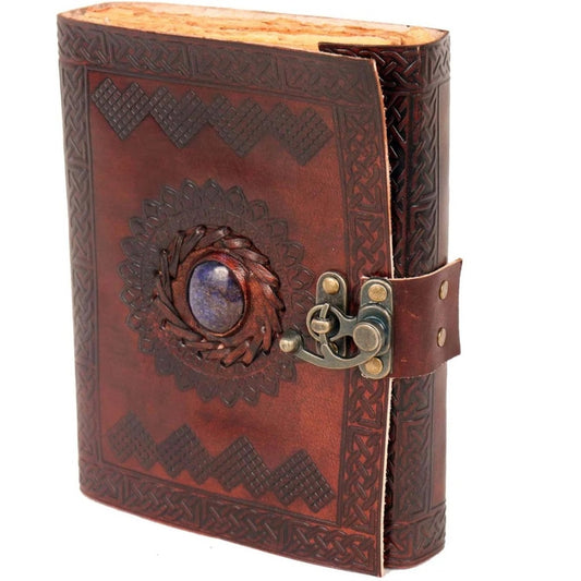 Vintage Leather Chakra Blue Stone Journal